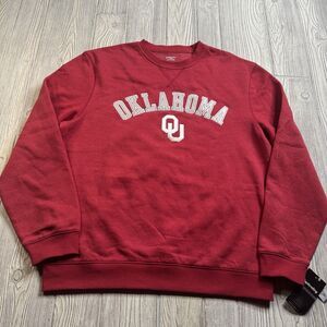 Oklahoma Sooners Crewneck Sweatshirt Men’s L Crimson Logo Spellout Captivating